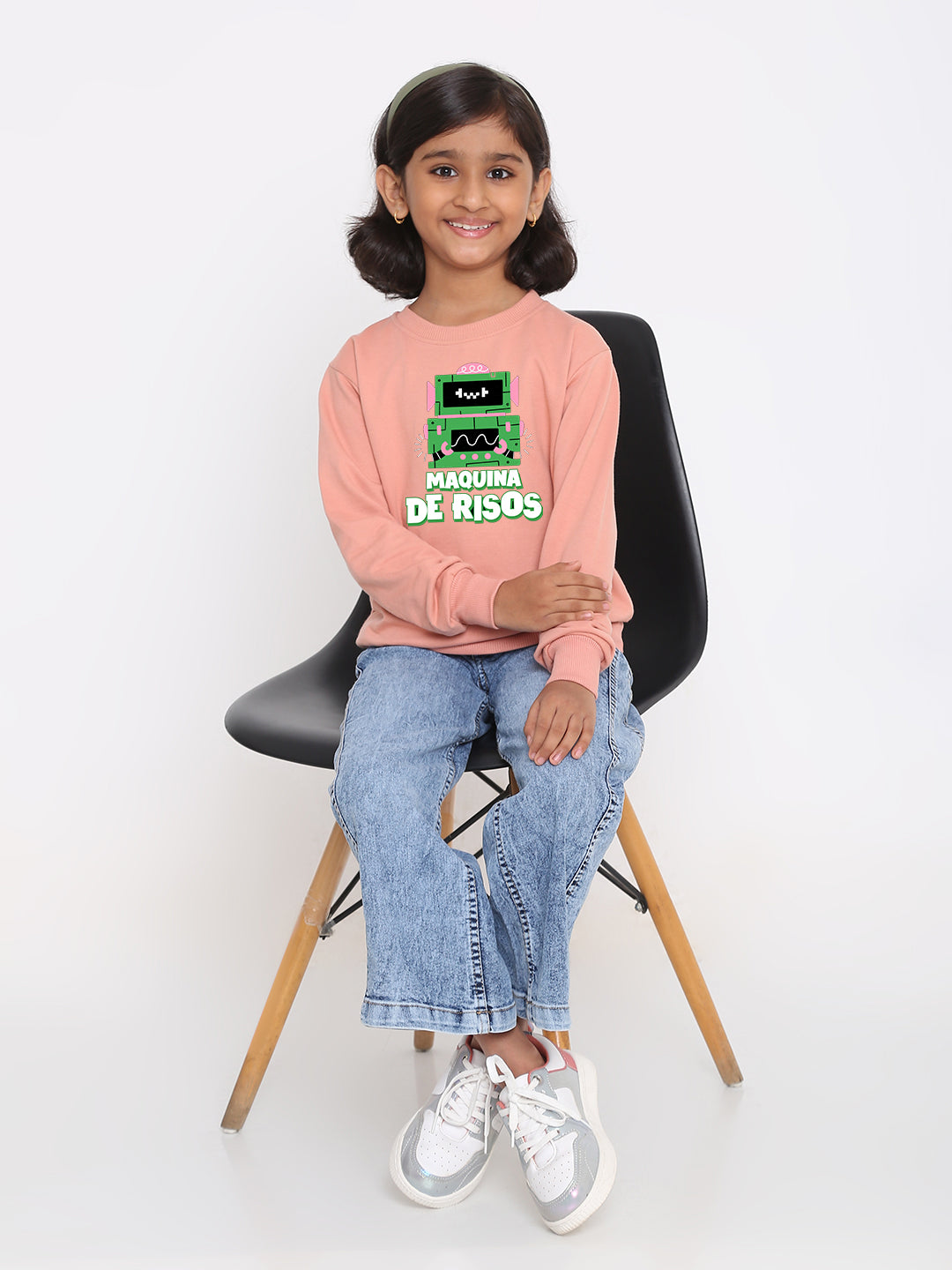 Kids Girls Robot Maquina de Risos Trendy  Sweatshirt