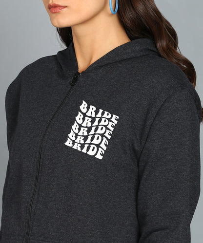 Back Printed Women's Cotton Full Zipper Sweatshirt Hoodies with Kangaroo Pocket Winter Wear Hooded Neck Sweatshirt