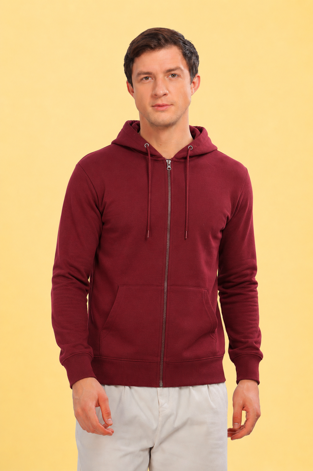 Men’s Plain Comfortable & Stylish Zipper Hooded Hoodie Sweatshirt