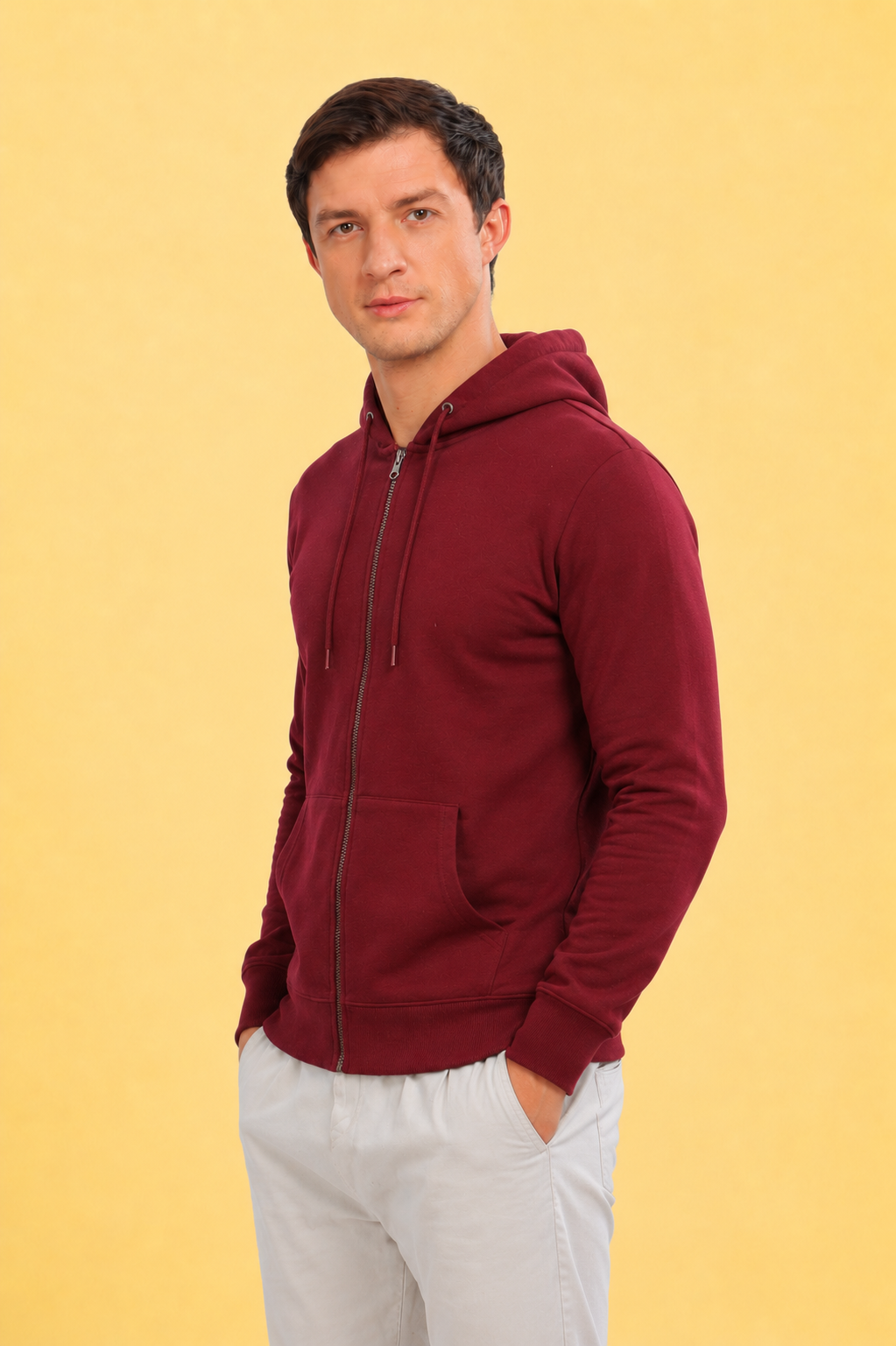 Men’s Plain Comfortable & Stylish Zipper Hooded Hoodie Sweatshirt