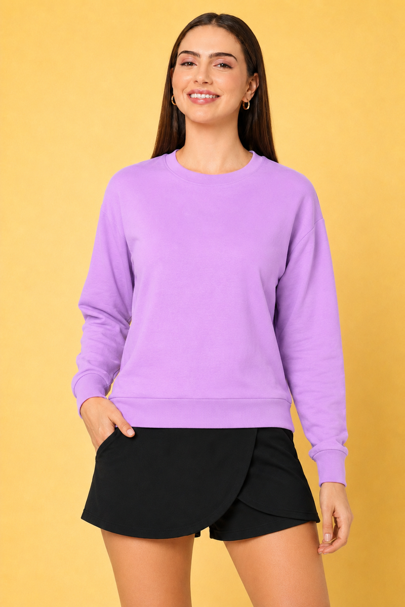 Women’s Solid Prefect Comfortable Full Sleeve Soft & Cozy Feel Sweatshirt