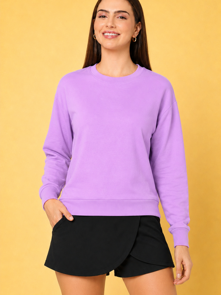 Women’s Solid Prefect Comfortable Full Sleeve Soft & Cozy Feel Sweatshirt