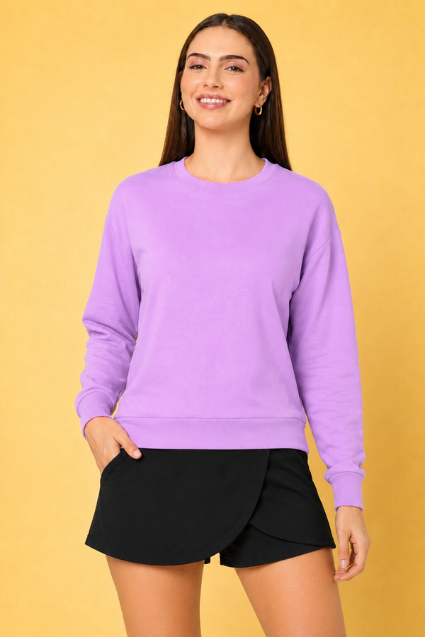 Women’s Solid Prefect Comfortable Full Sleeve Soft & Cozy Feel Sweatshirt