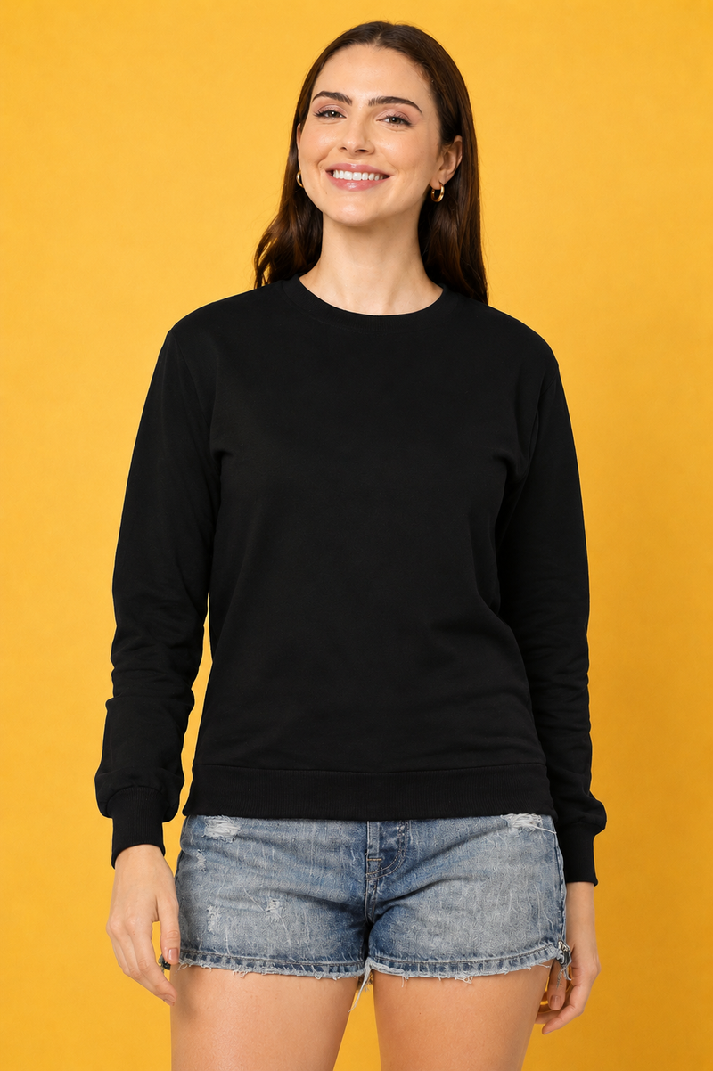 Women’s Solid Prefect Comfortable Full Sleeve Soft & Cozy Feel Sweatshirt