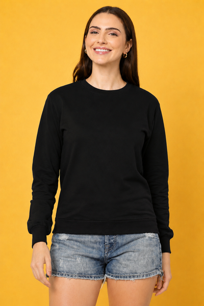 Women’s Solid Prefect Comfortable Full Sleeve Soft & Cozy Feel Sweatshirt