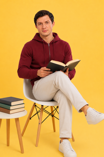 Men’s Plain Comfortable & Stylish Zipper Hooded Hoodie Sweatshirt