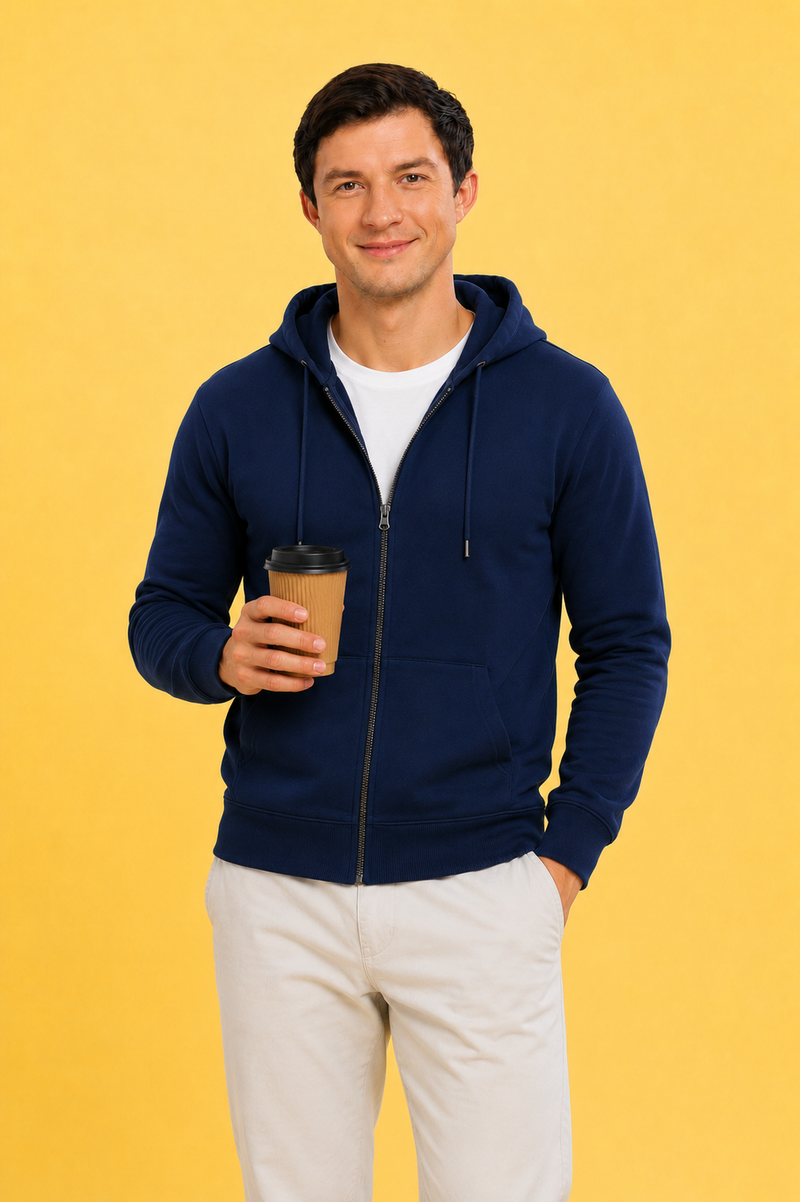 Men’s Plain Comfortable & Stylish Zipper Hooded Hoodie Sweatshirt