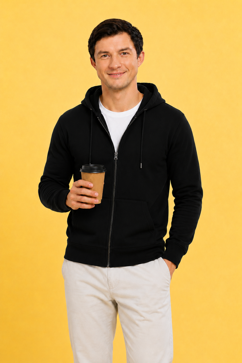 Men’s Plain Comfortable & Stylish Zipper Hooded Hoodie Sweatshirt