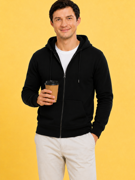 Men’s Plain Comfortable & Stylish Zipper Hooded Hoodie Sweatshirt