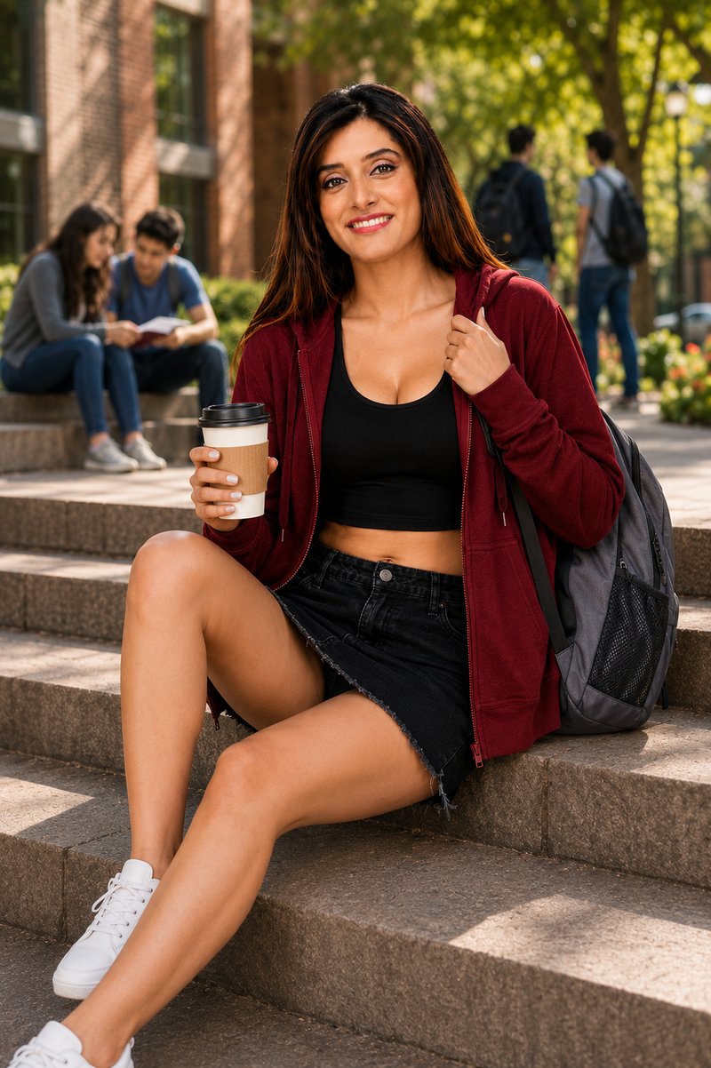Women’s Maroon Zipper Hooded Hoodie Stylish & Premium Comfort