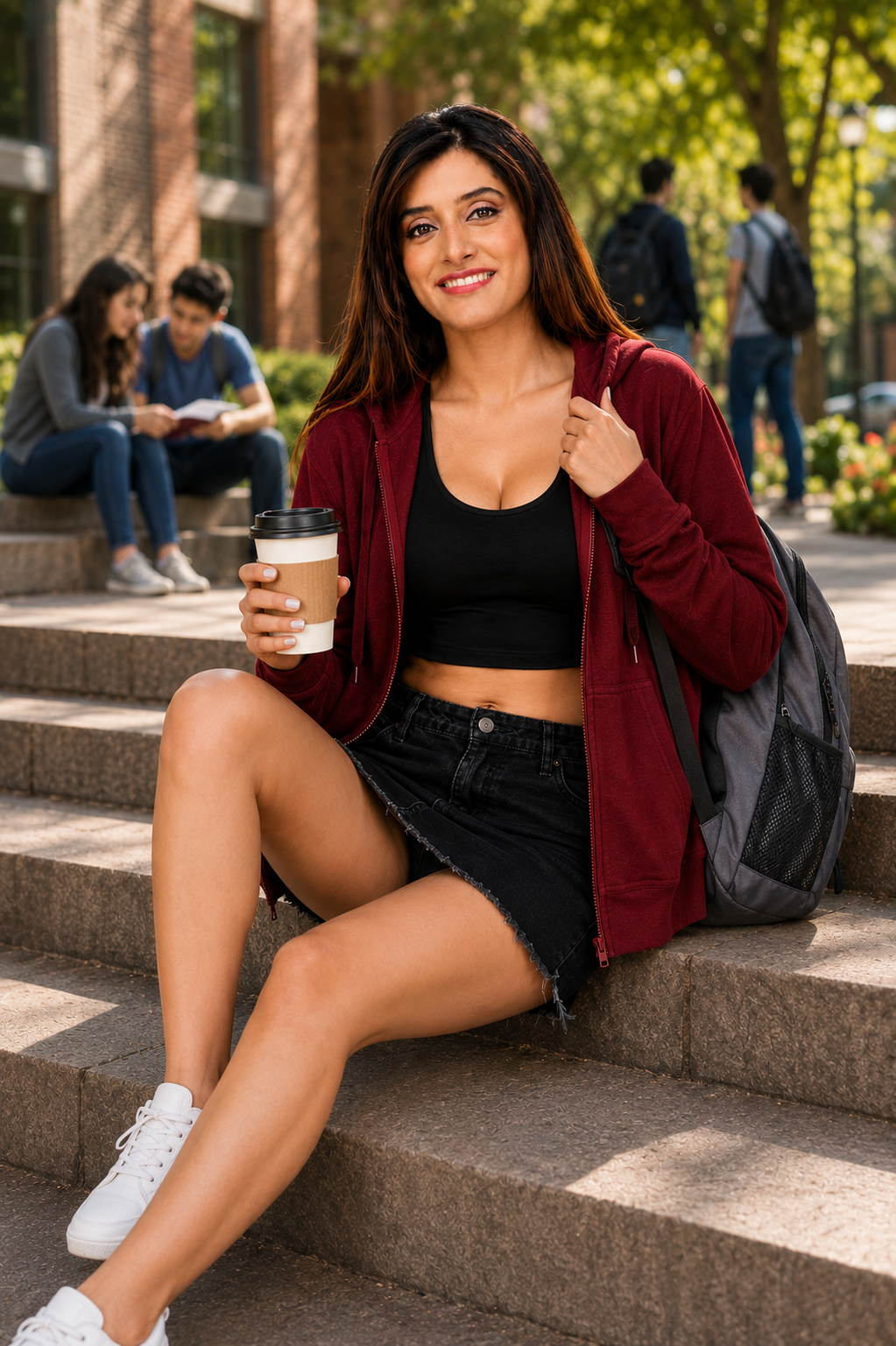 Women’s Maroon Zipper Hooded Hoodie Stylish & Premium Comfort