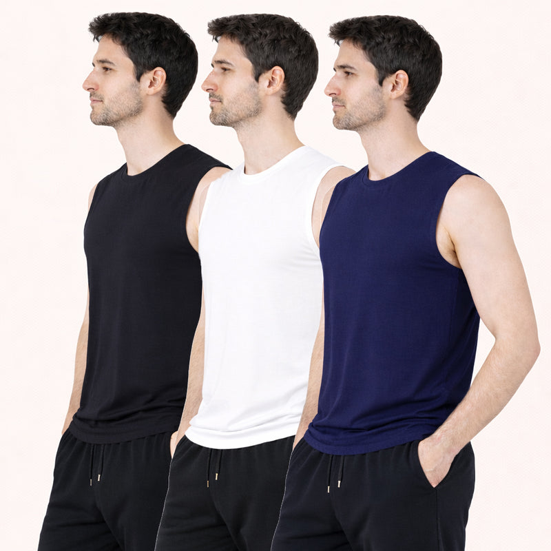 Faltu.co Pack of 3 Multicolour Men Cotton Gym Vest Breathable Sleeveless Sando