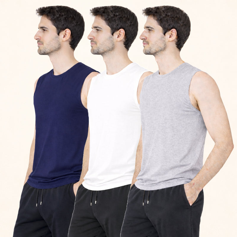Faltu.co Pack of 3 Multicolour Men Cotton Gym Vest Breathable Sleeveless Sando