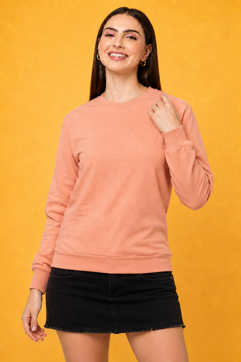 Women’s Solid Prefect Comfortable Full Sleeve Soft & Cozy Feel Sweatshirt
