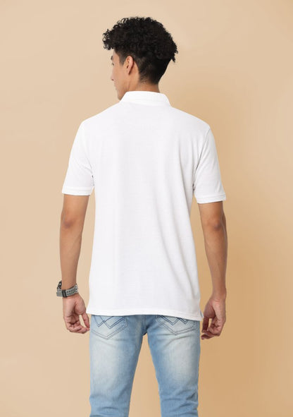 Sustainable White Premium Polo T-Shirt for Men | Eco-Friendly Stylish Casual Wear