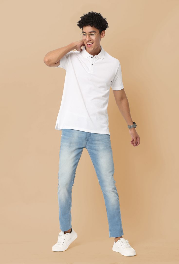 Sustainable White Premium Polo T-Shirt for Men | Eco-Friendly Stylish Casual Wear