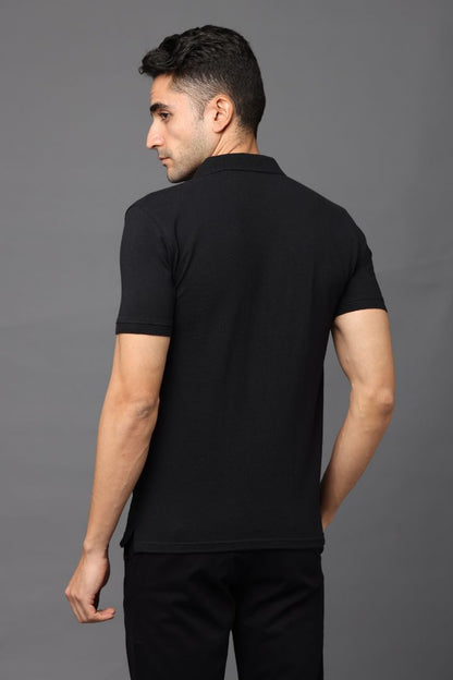Sustainable Black Men's Premium Polo T-Shirt | Eco-Friendly Stylish Casual Wear
