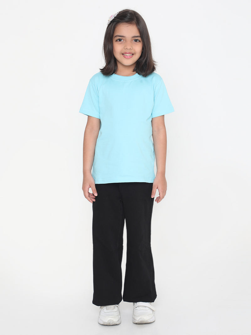 Kids Girls Pure Cotton Plain T-Shirt- Faltu.co