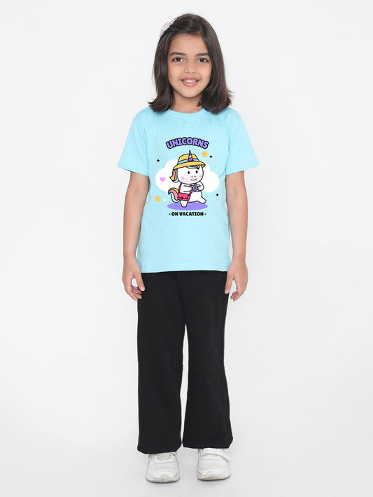 Kids Unicorn on Vacation T-shirt for Girls