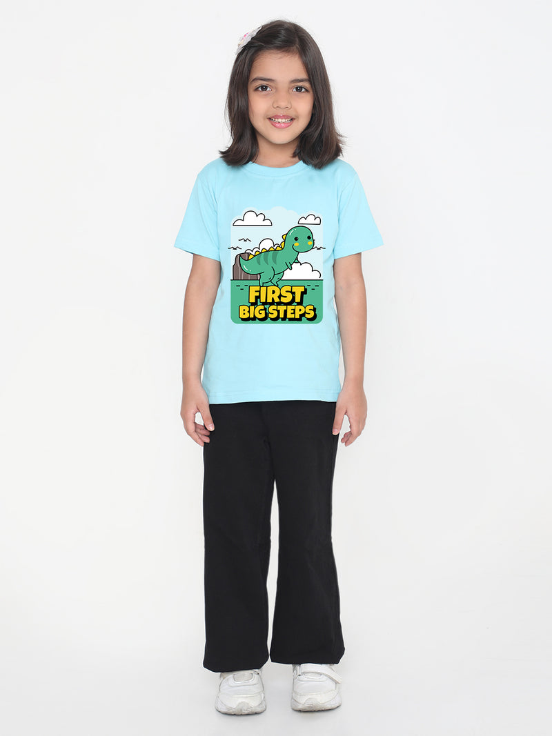 Kids Dinosaur First Big Steps T-shirt for Girls