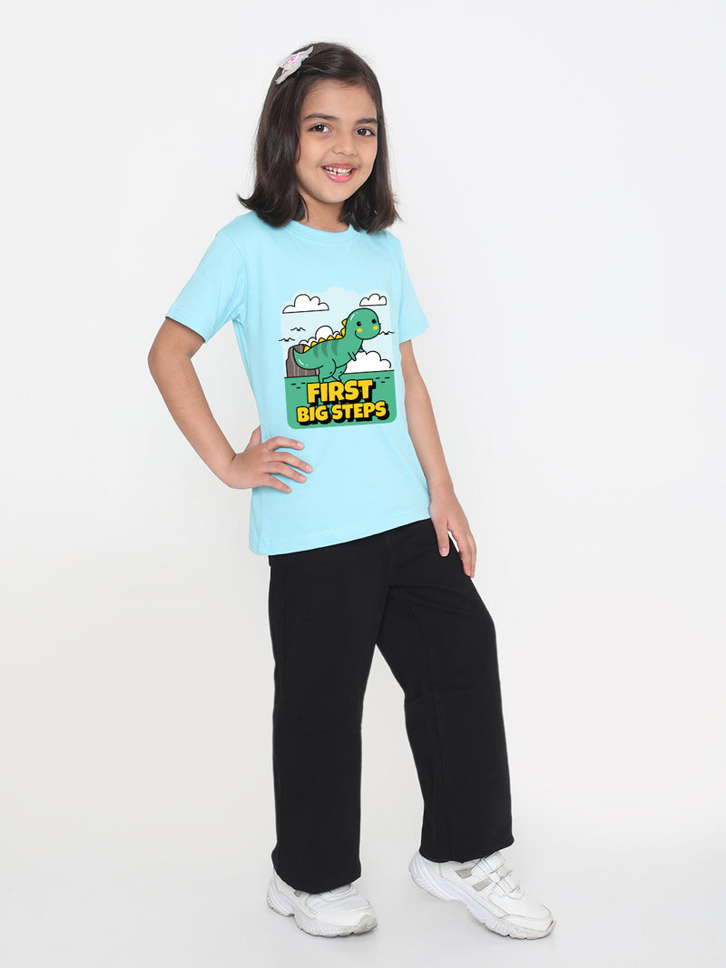 Kids Dinosaur First Big Steps T-shirt for Girls