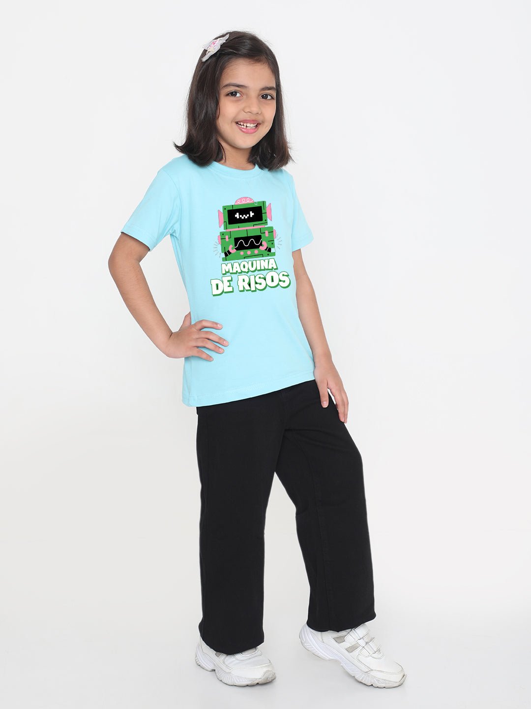 Kids Robot Maquina de Risos T-shirt for Girls