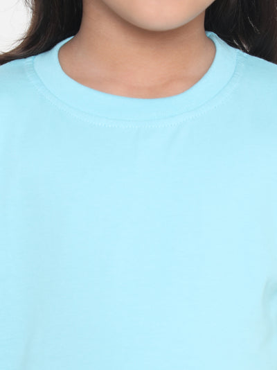 Kids Girls Pure Cotton Plain T-Shirt- Faltu.co