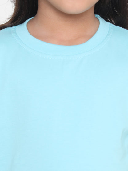 Kids Girls Pure Cotton Plain T-Shirt- Faltu.co