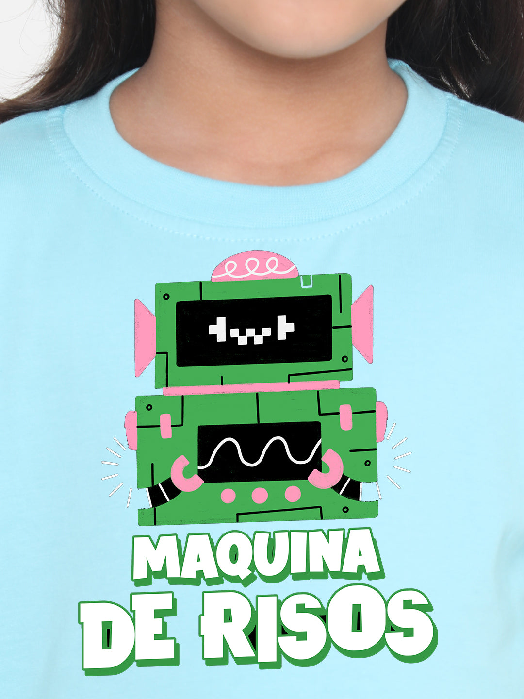 Kids Robot Maquina de Risos T-shirt for Girls