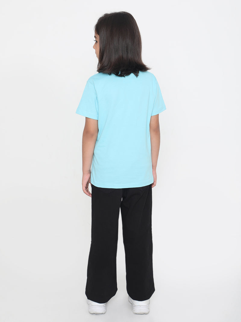 Kids Girls Pure Cotton Plain T-Shirt- Faltu.co