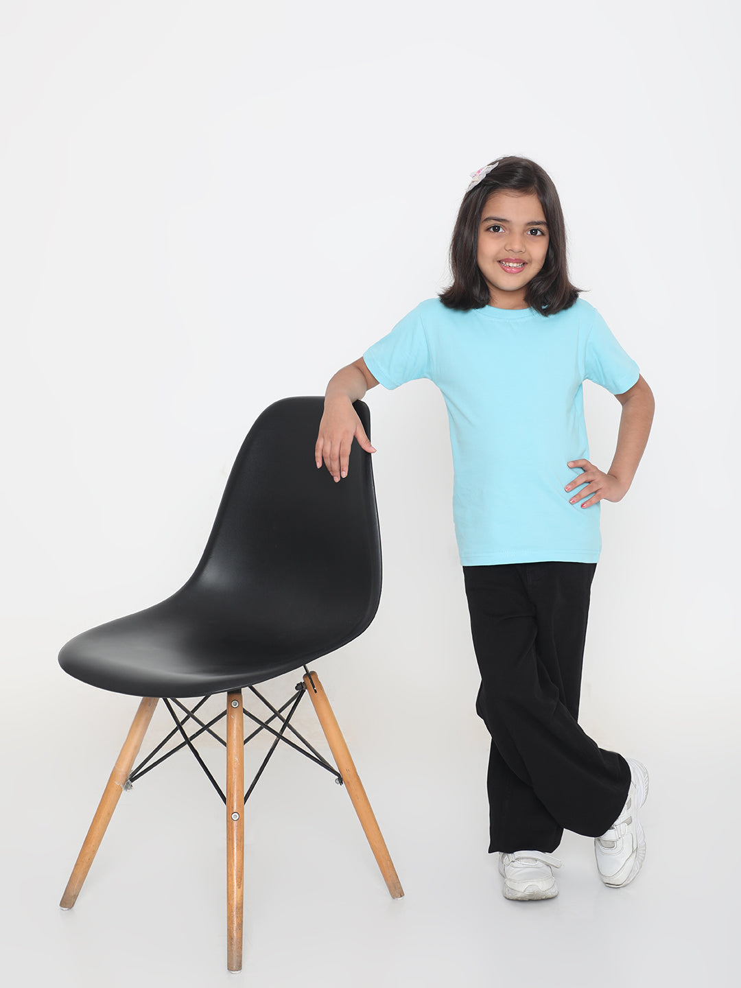 Kids Girls Pure Cotton Plain T-Shirt- Faltu.co