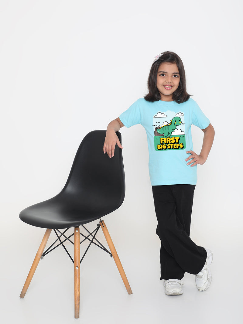Kids Dinosaur First Big Steps T-shirt for Girls