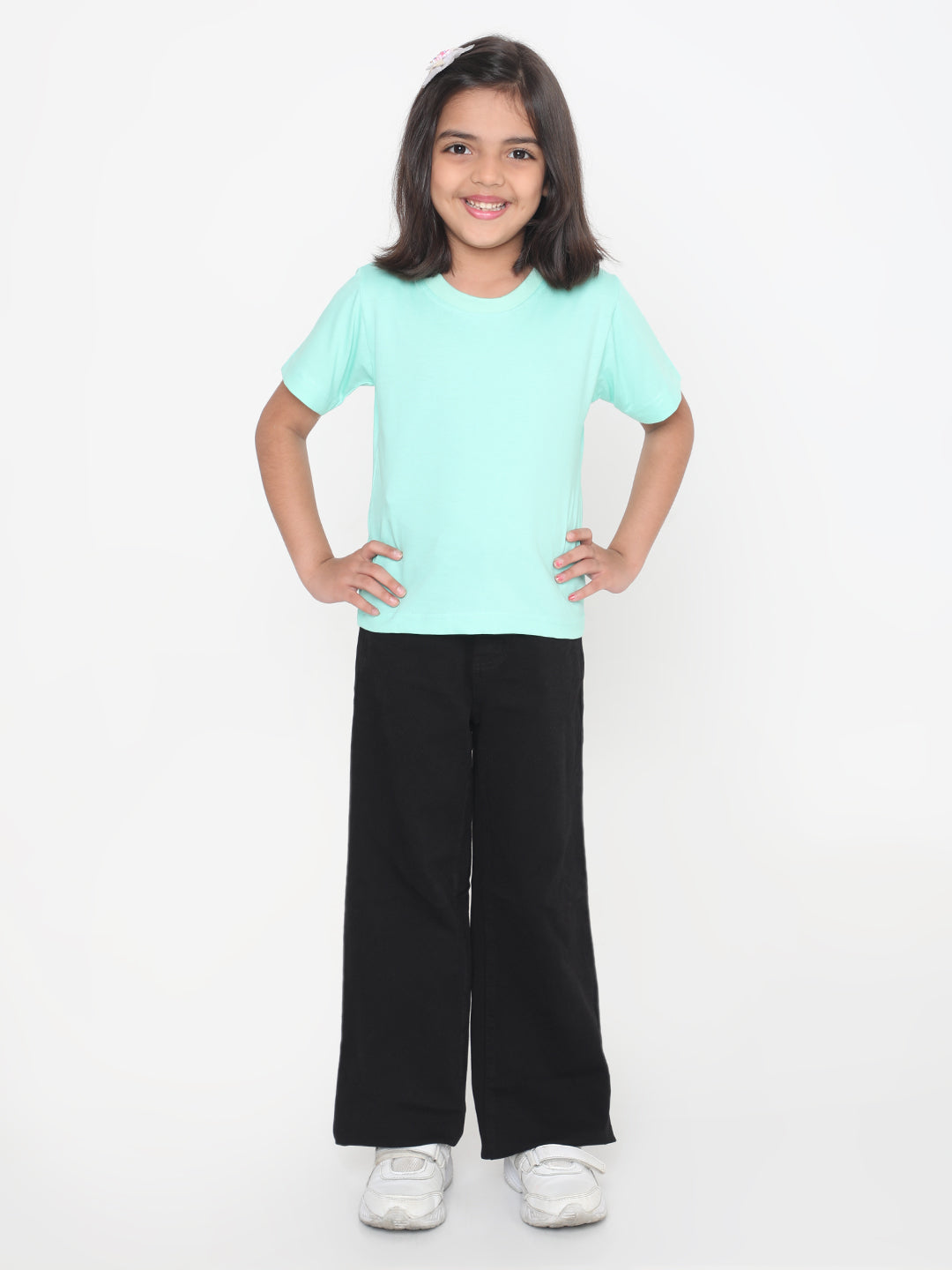 Kids Girls Pure Cotton Plain T-Shirt- Faltu.co