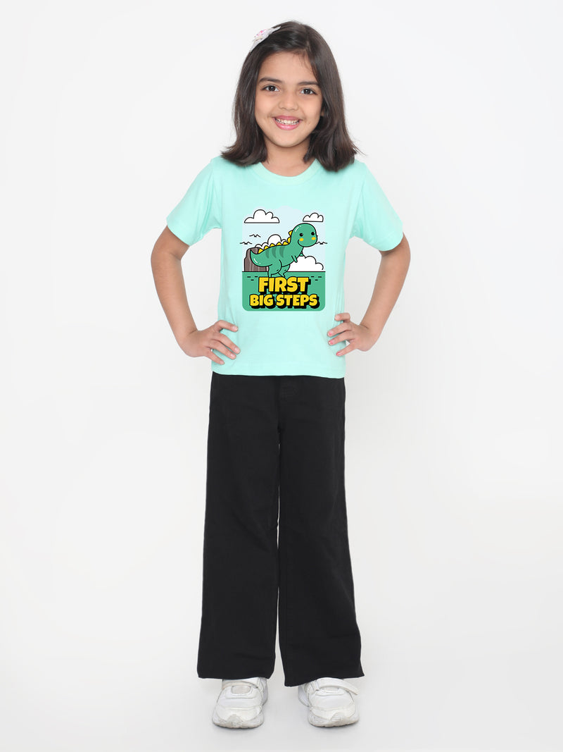 Kids Dinosaur First Big Steps T-shirt for Girls
