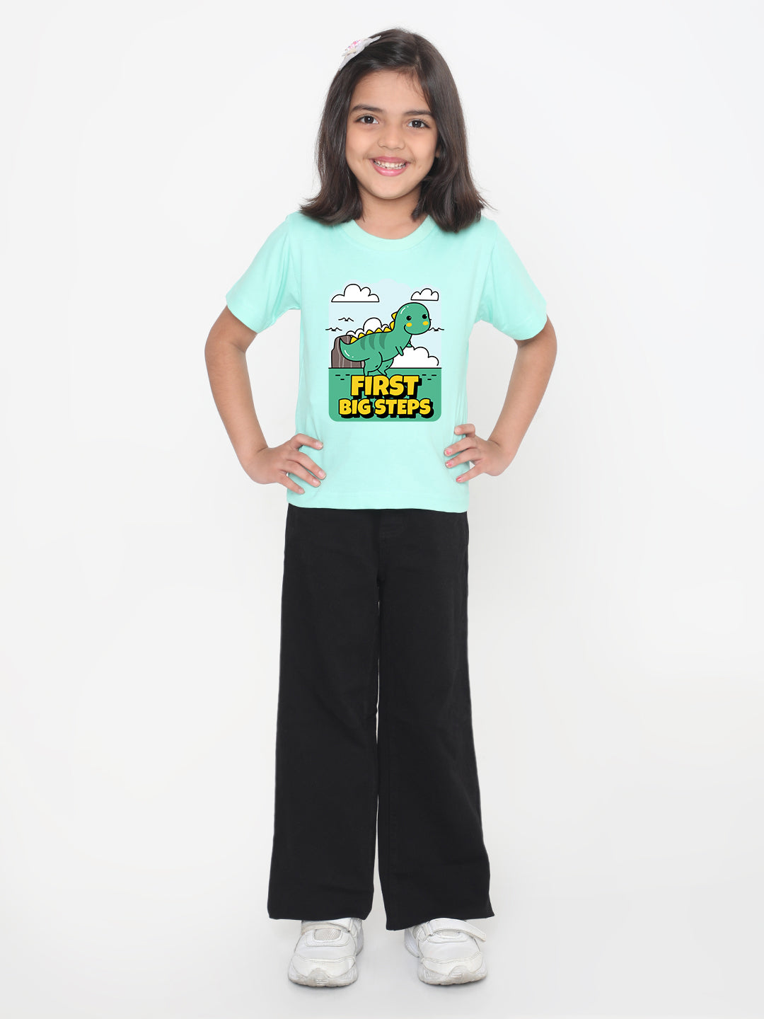 Kids Dinosaur First Big Steps T-shirt for Girls