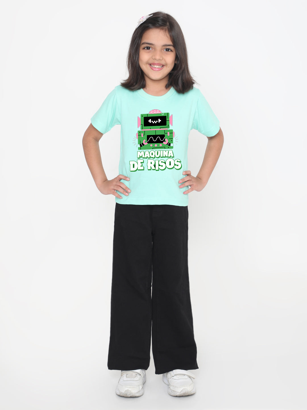 Kids Robot Maquina de Risos T-shirt for Girls
