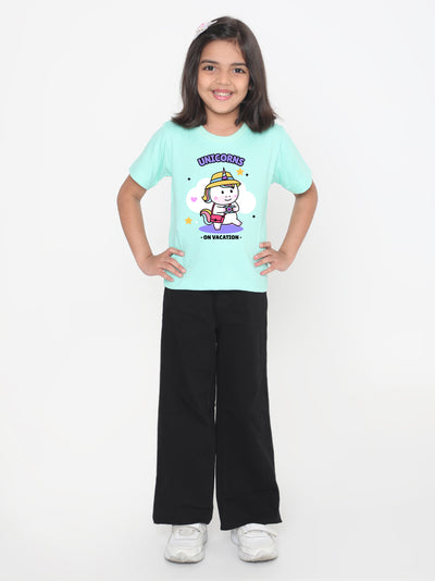 Kids Unicorn on Vacation T-shirt for Girls
