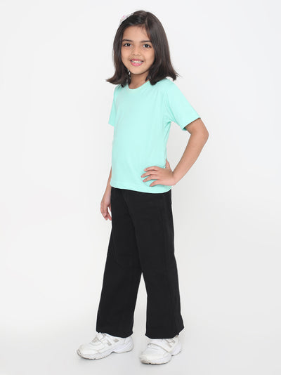 Kids Girls Pure Cotton Plain T-Shirt- Faltu.co