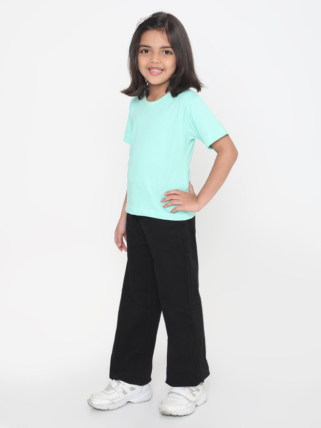 Kids Girls Pure Cotton Plain T-Shirt- Faltu.co
