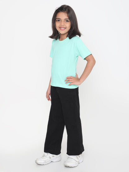 Kids Girls Pure Cotton Plain T-Shirt- Faltu.co