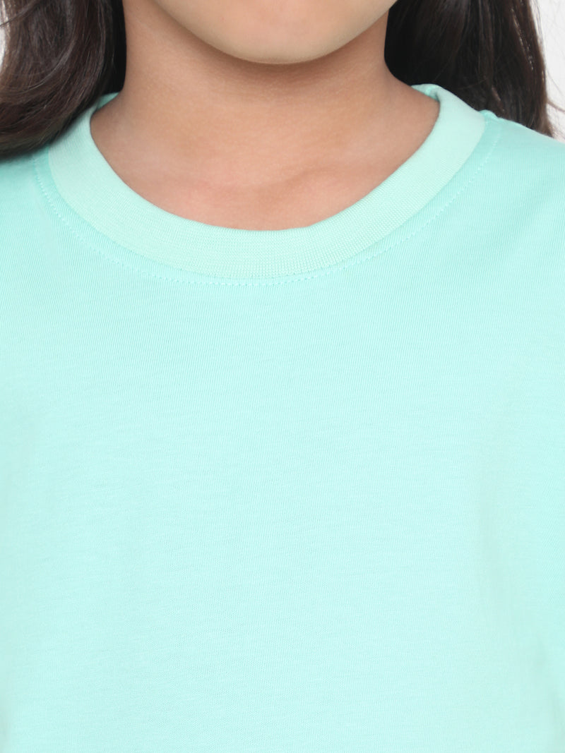 Kids Girls Pure Cotton Plain T-Shirt- Faltu.co