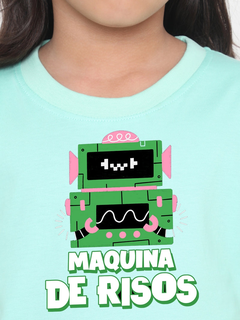 Kids Robot Maquina de Risos T-shirt for Girls
