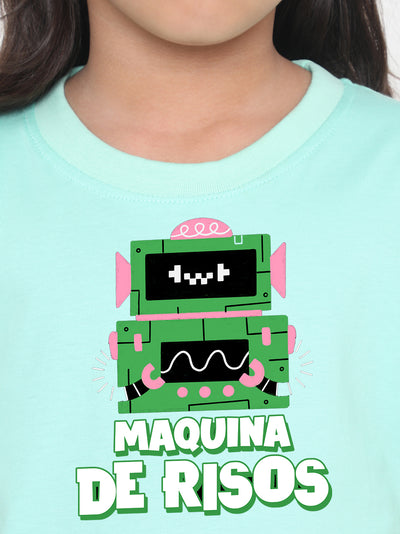 Kids Robot Maquina de Risos T-shirt for Girls