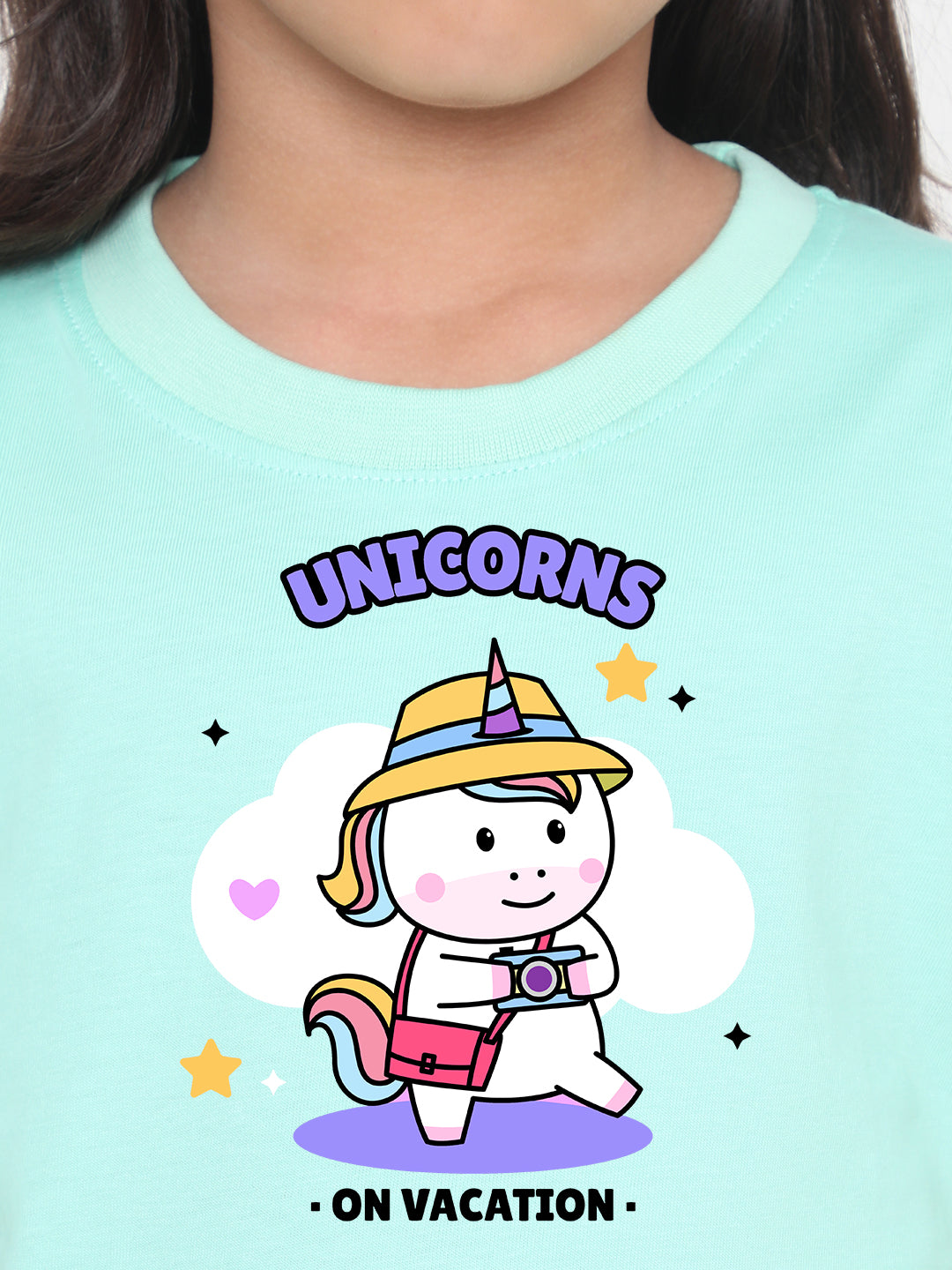 Kids Unicorn on Vacation T-shirt for Girls