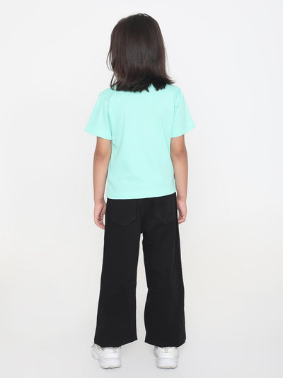 Kids Girls Pure Cotton Plain T-Shirt- Faltu.co