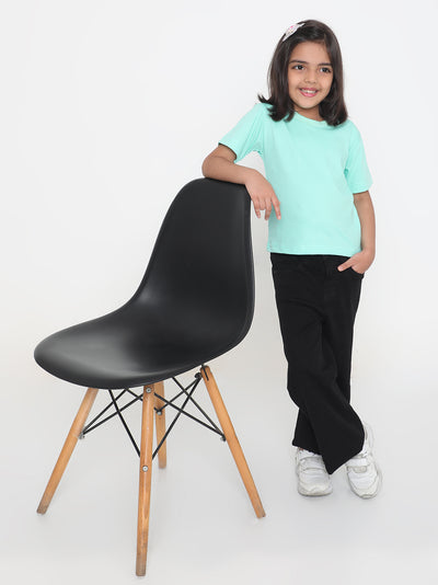 Kids Girls Pure Cotton Plain T-Shirt- Faltu.co