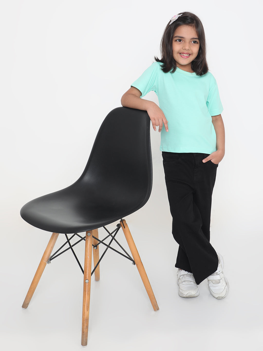 Kids Girls Pure Cotton Plain T-Shirt- Faltu.co