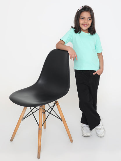 Kids Girls Pure Cotton Plain T-Shirt- Faltu.co