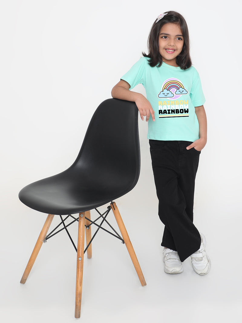 Rainbow Printed T-shirt for Kids Girls