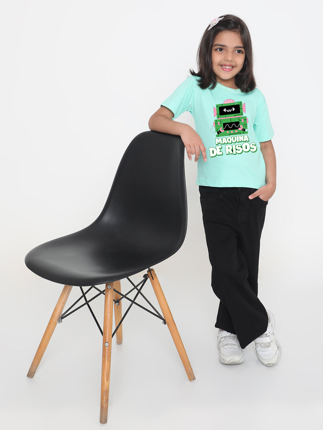 Kids Robot Maquina de Risos T-shirt for Girls
